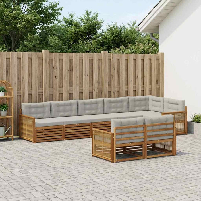 Set de canapele de exterior 8 pcs Natural și gri deschis WALTI