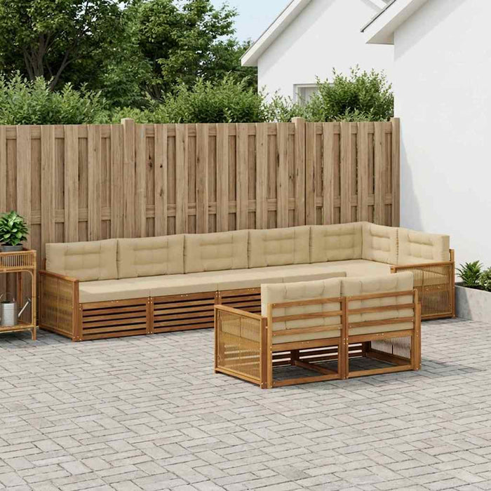 Set de canapele de exterior cu pernă 8 pcs Natural și Bej WALTI