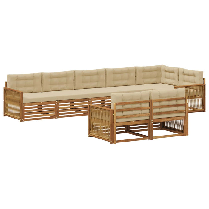 Set de canapele de exterior cu pernă 8 pcs Natural și Bej WALTI