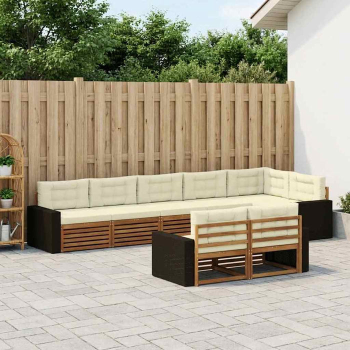 Set de canapele de exterior cu pernă 8 pcs Natural și Crem WALTI