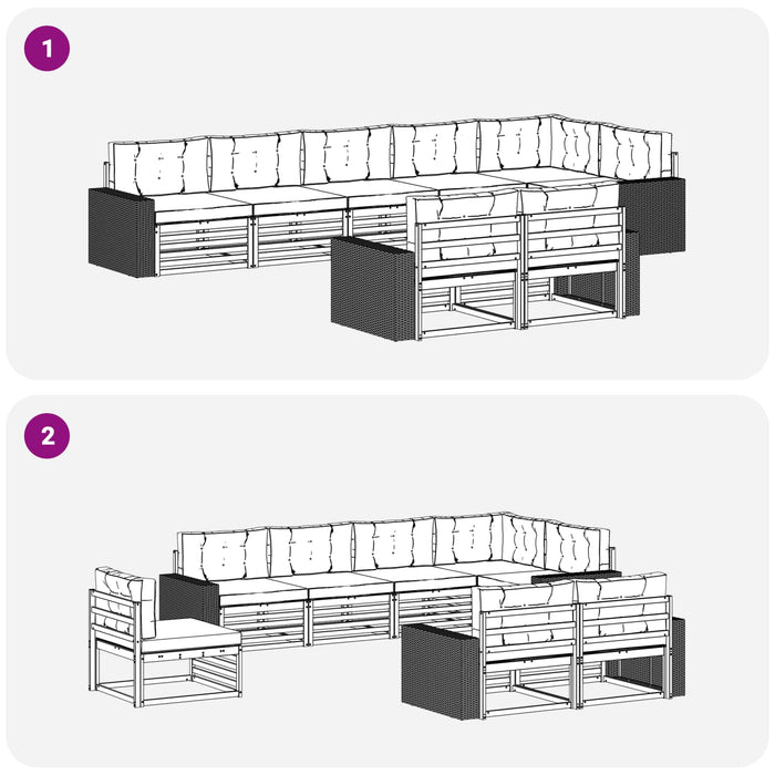 Set de canapele de exterior cu pernă 8 pcs Natural și Antracit WALTI