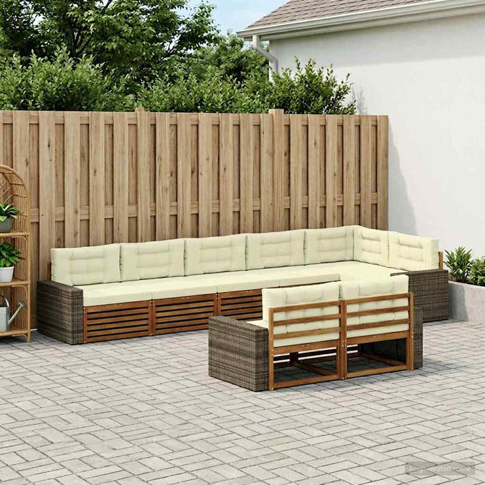 Set de canapele de exterior cu pernă 8 pcs Natural și Crem WALTI