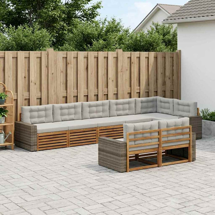 Set de canapele de exterior 8 pcs Natural și gri deschis WALTI