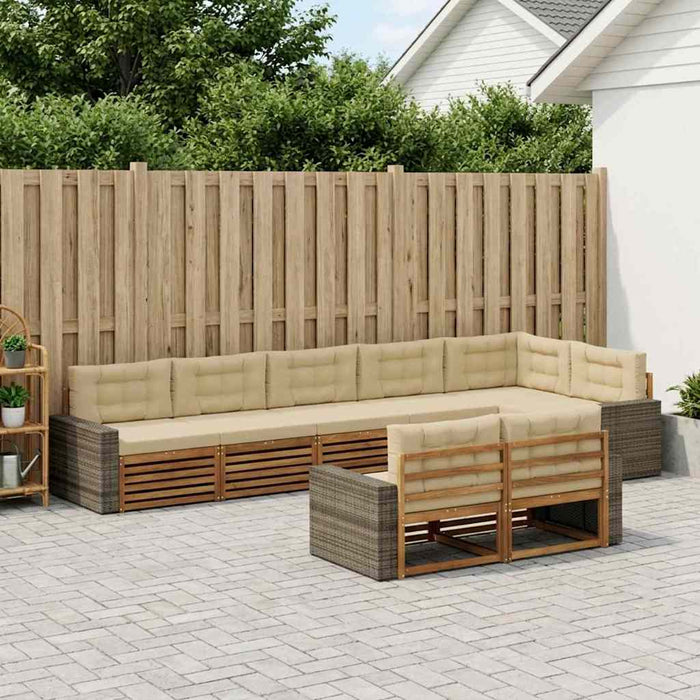 Set de canapele de exterior cu pernă 8 pcs Natural și Bej WALTI