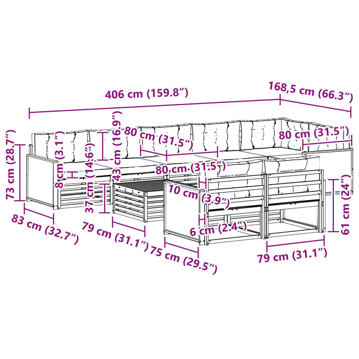 Set de canapele de exterior cu pernă 9 pcs WALTI