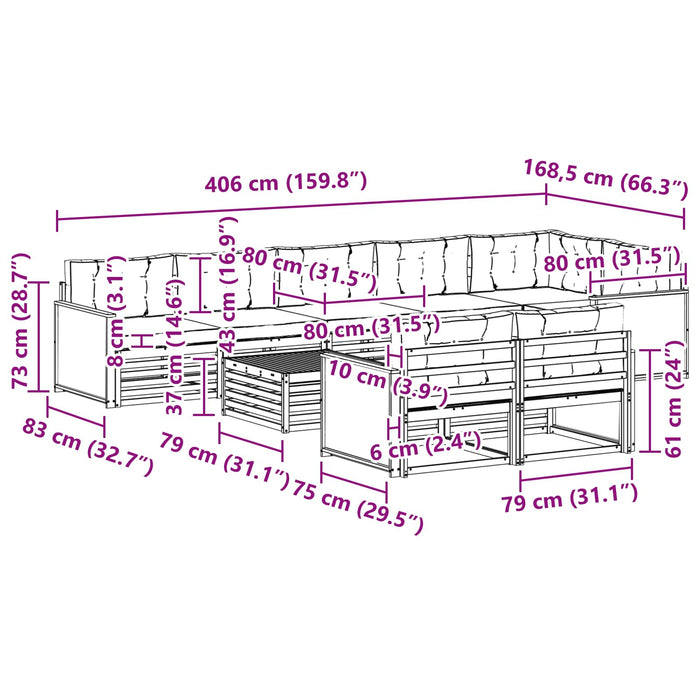 Set de canapele de exterior cu pernă 9 pcs WALTI
