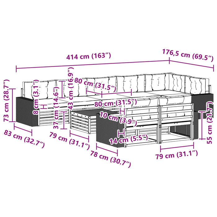 Set de canapele de exterior cu pernă 9 pcs WALTI