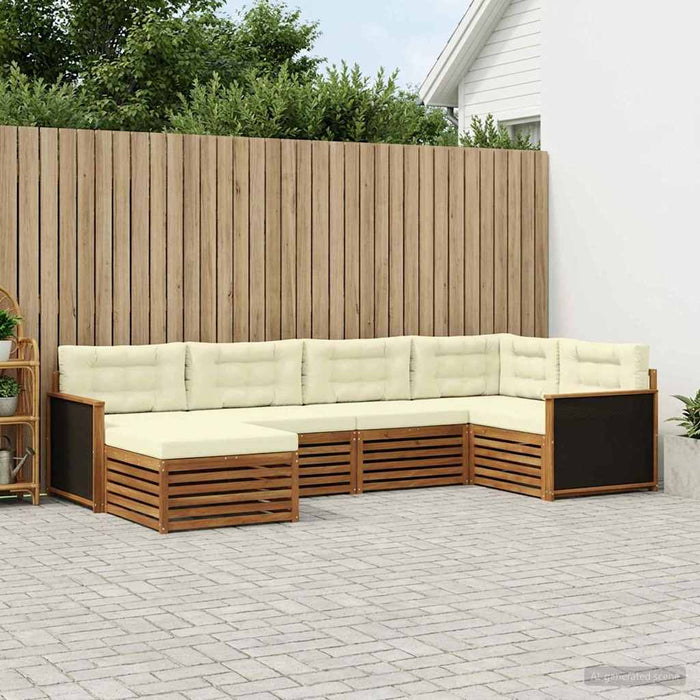Set de canapele de exterior cu pernă 6 pcs Natural și Crem WALTI