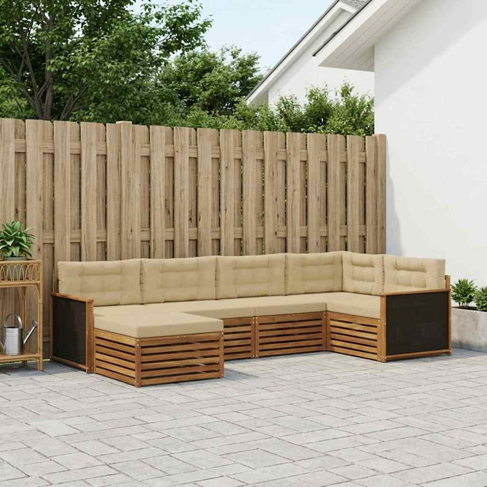 Set de canapele de exterior cu pernă 6 pcs Natural și Bej WALTI