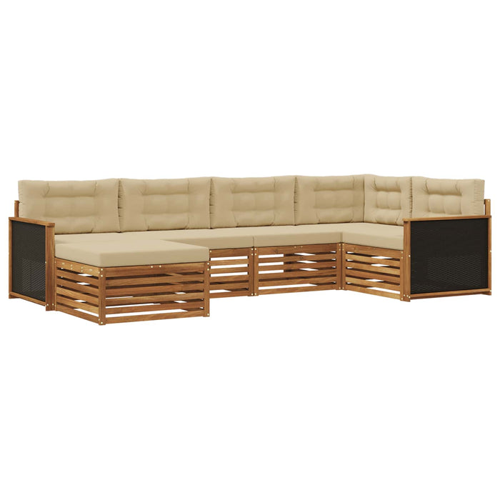 Set de canapele de exterior cu pernă 6 pcs Natural și Bej WALTI