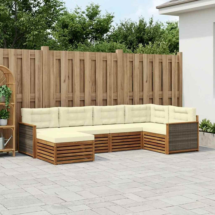 Set de canapele de exterior cu pernă 6 pcs Natural și Crem - WALTI WALTI