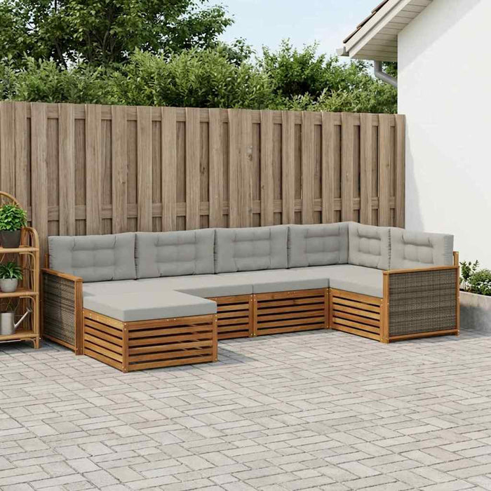 Set de canapele de exterior 6 pcs Natural și gri deschis WALTI