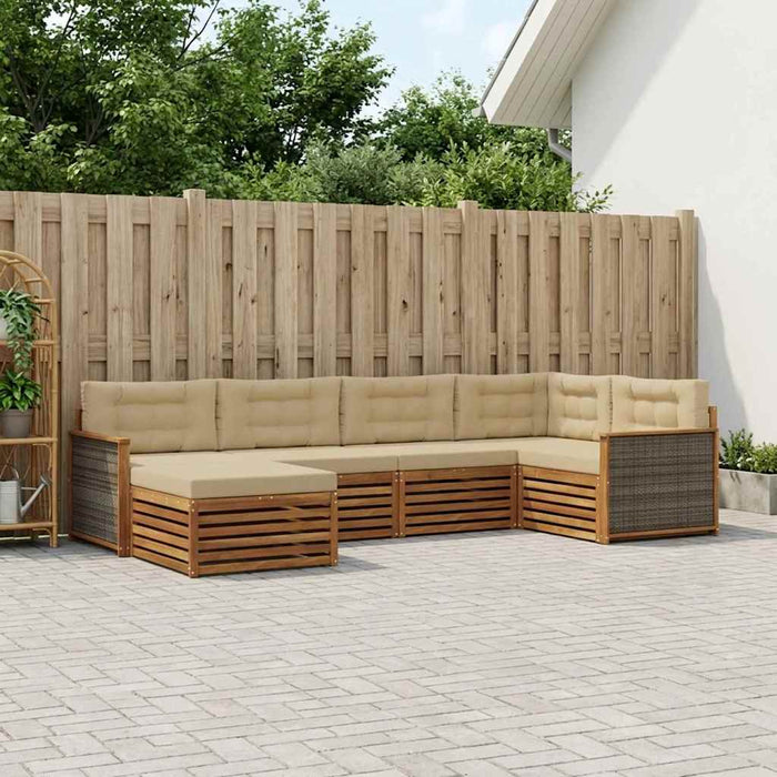 Set de canapele de exterior cu pernă 6 pcs Natural și Bej WALTI