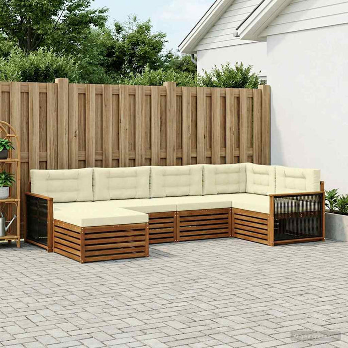 Set de canapele de exterior cu pernă 6 pcs Natural și Crem WALTI