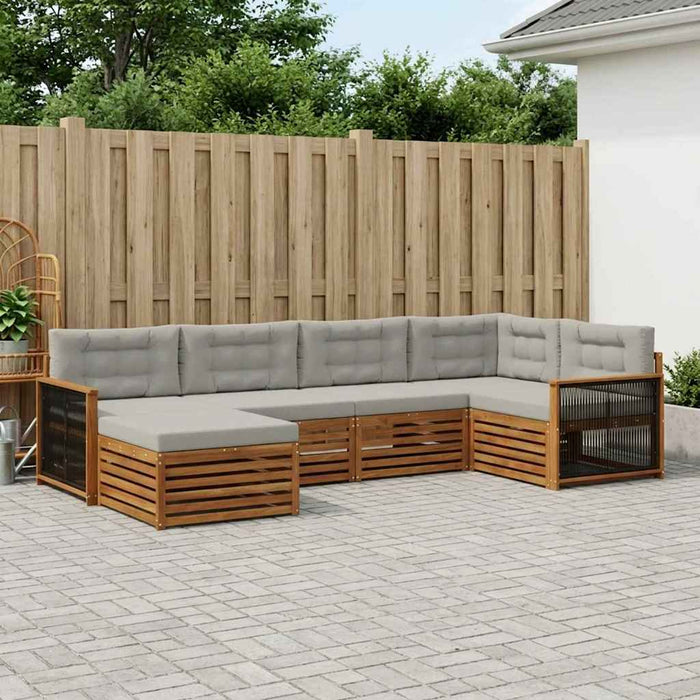 Set de canapele de exterior 6 pcs Natural și gri deschis WALTI