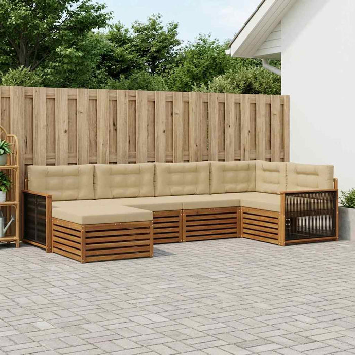 Set de canapele de exterior cu pernă 6 pcs Natural și Bej - WALTI WALTI