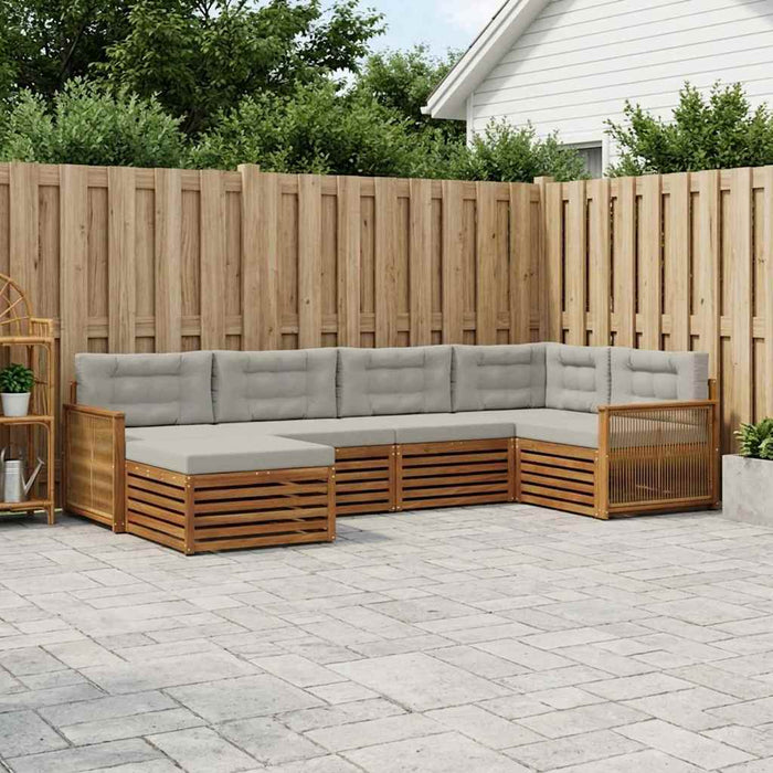 Set de canapele de exterior 6 pcs Natural și gri deschis WALTI