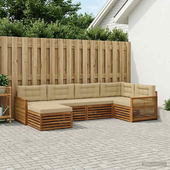Set de canapele de exterior cu pernă 6 pcs Natural și Bej WALTI