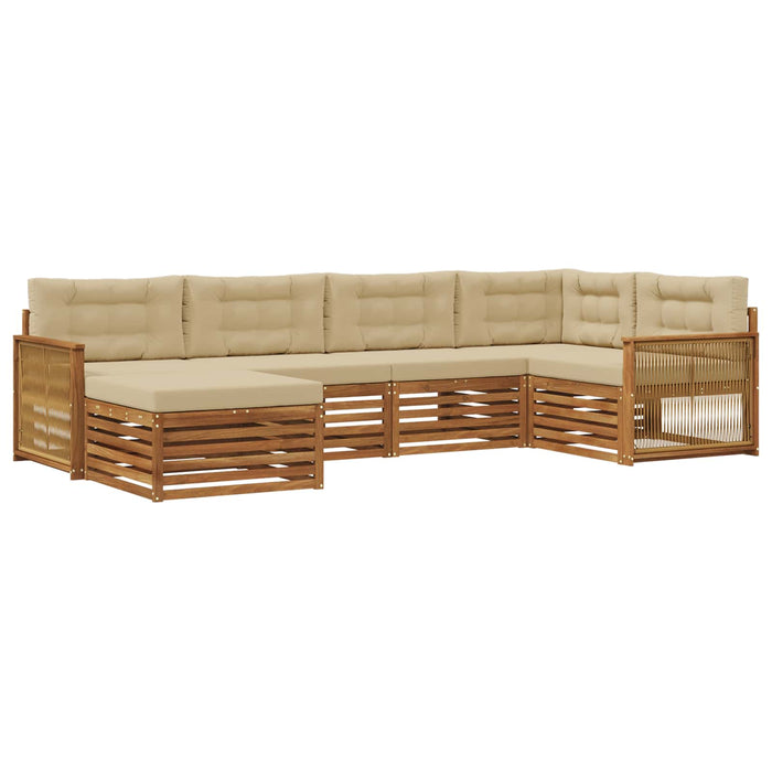 Set de canapele de exterior cu pernă 6 pcs Natural și Bej WALTI