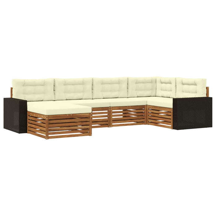 Set de canapele de exterior cu pernă 6 pcs Natural și Crem WALTI