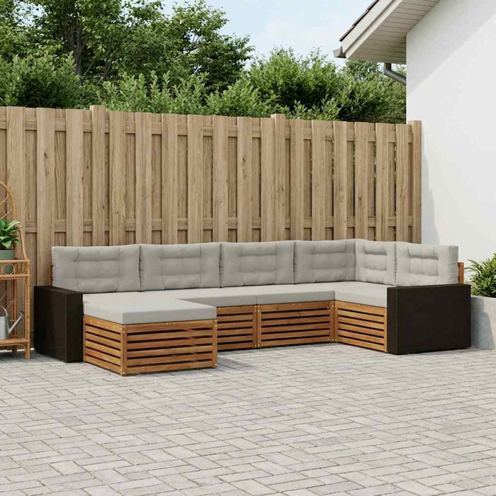 Set de canapele de exterior 6 pcs Natural și gri deschis WALTI
