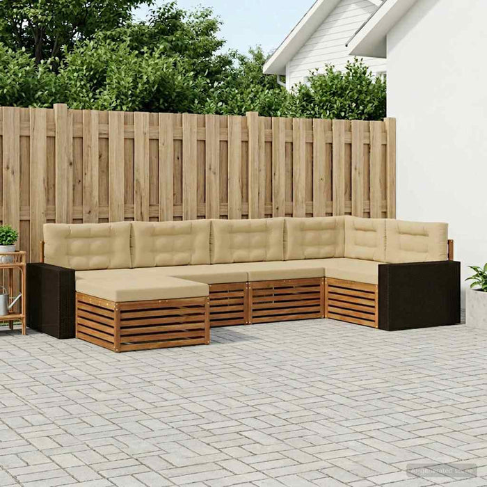 Set de canapele de exterior cu pernă 6 pcs Natural și Bej WALTI