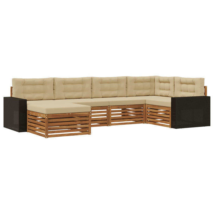 Set de canapele de exterior cu pernă 6 pcs Natural și Bej WALTI