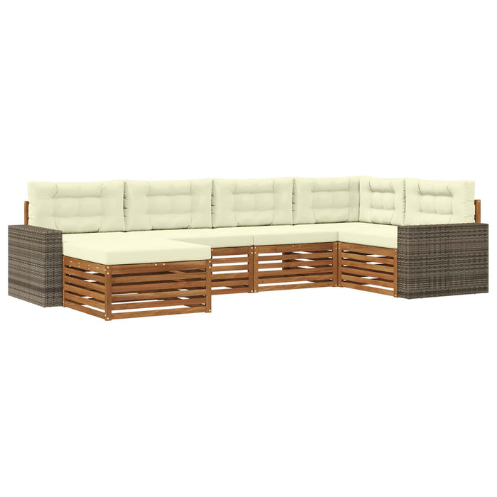 Set de canapele de exterior cu pernă 6 pcs Natural și Crem WALTI