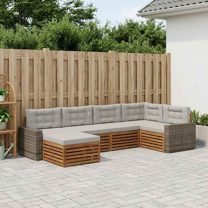 Set de canapele de exterior 6 pcs Natural și gri deschis WALTI