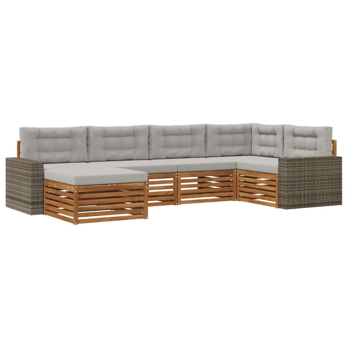 Set de canapele de exterior 6 pcs Natural și gri deschis WALTI