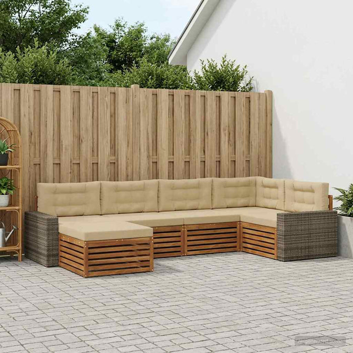 Set de canapele de exterior cu pernă 6 pcs Natural și Bej WALTI