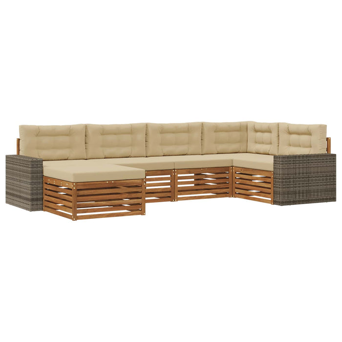 Set de canapele de exterior cu pernă 6 pcs Natural și Bej WALTI
