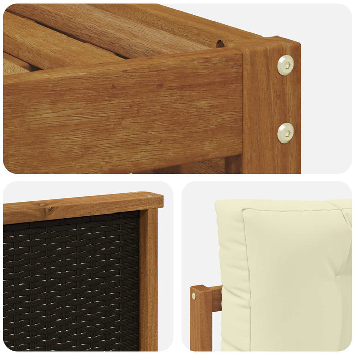 Set de canapele de exterior cu pernă 7 pcs Natural și Crem WALTI