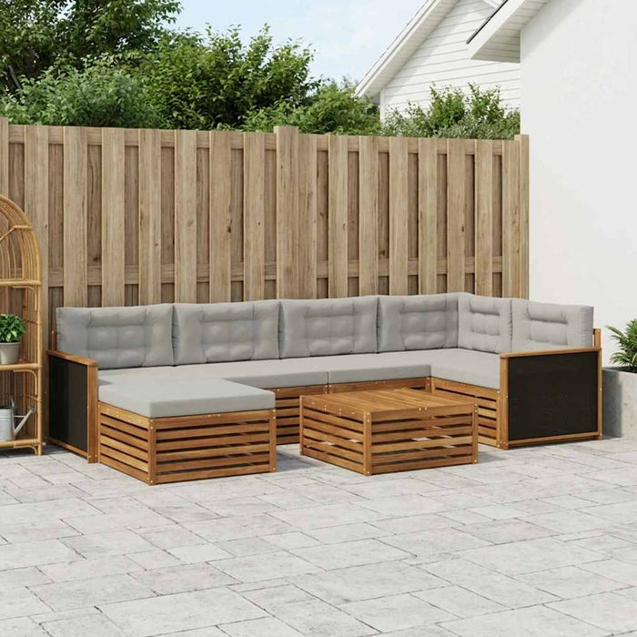 Set de canapele de exterior 7 pcs Natural și gri deschis WALTI