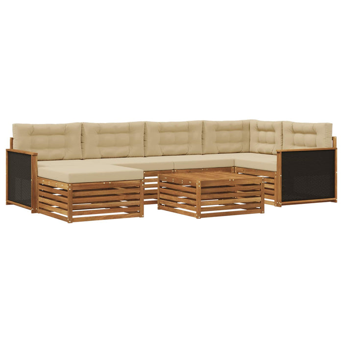 Set de canapele de exterior cu pernă 7 pcs Natural și Bej WALTI