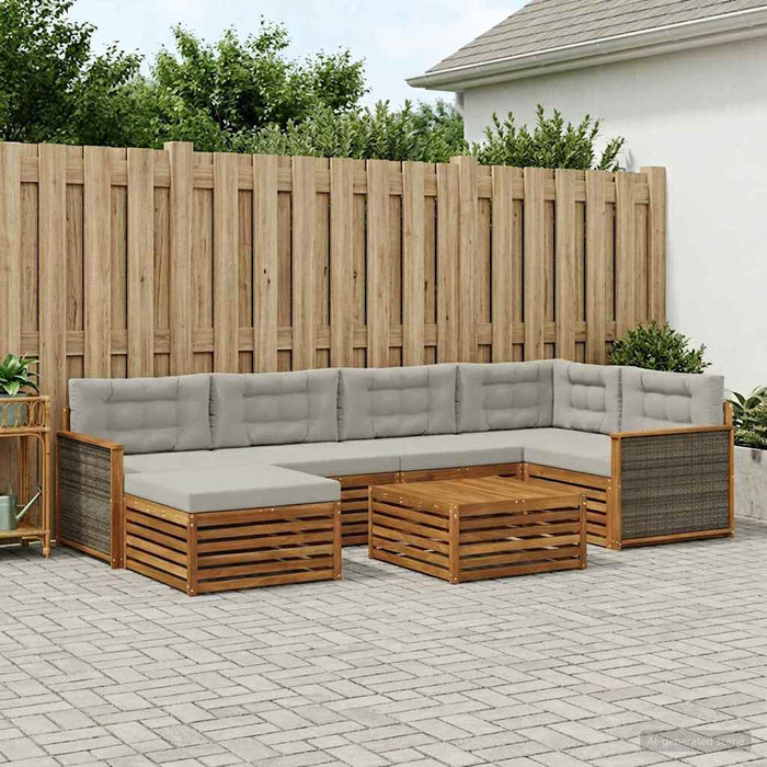Set de canapele de exterior 7 pcs Natural și gri deschis WALTI