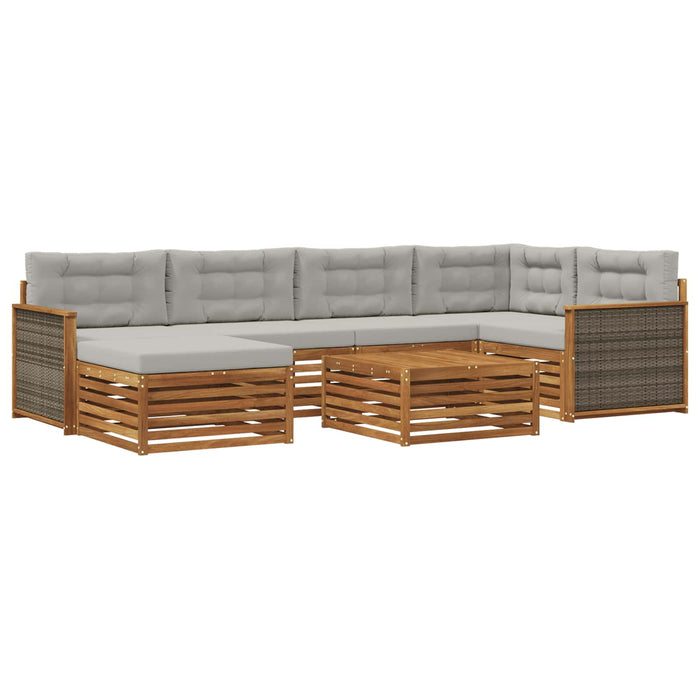 Set de canapele de exterior 7 pcs Natural și gri deschis WALTI