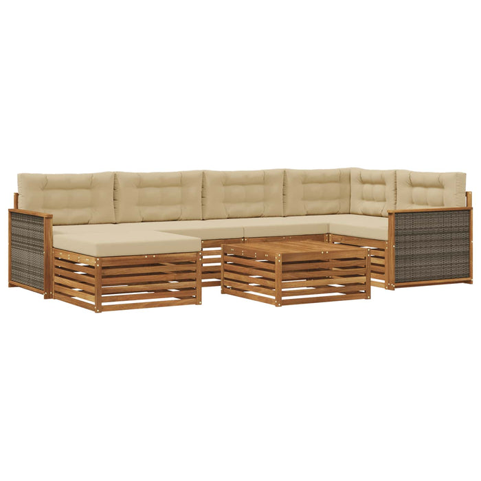 Set de canapele de exterior cu pernă 7 pcs Natural și Bej WALTI