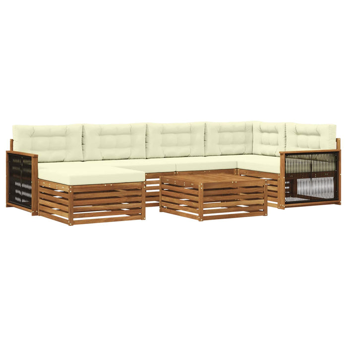 Set de canapele de exterior cu pernă 7 pcs Natural și Crem WALTI