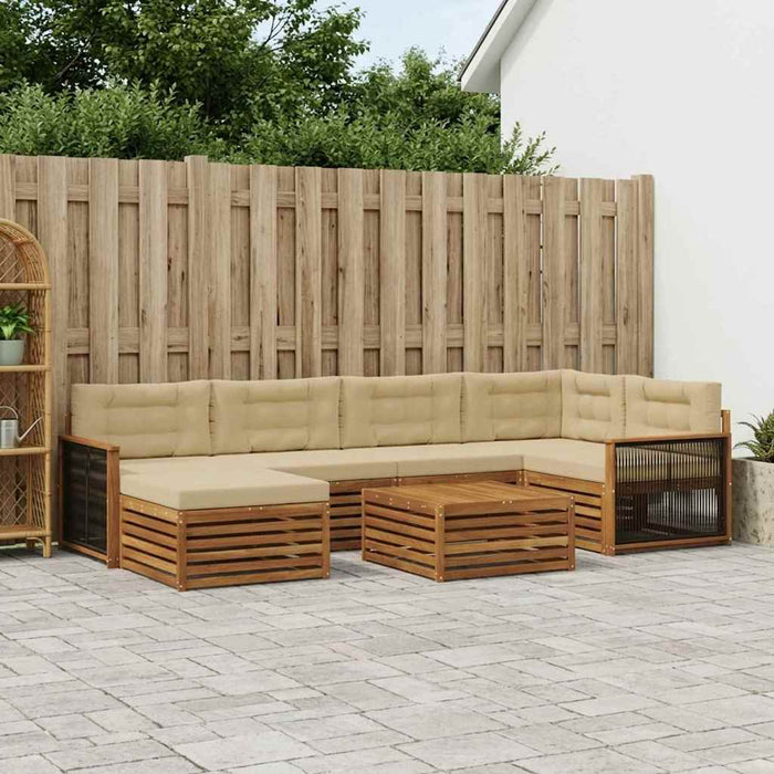 Set de canapele de exterior cu pernă 7 pcs Natural și Bej WALTI