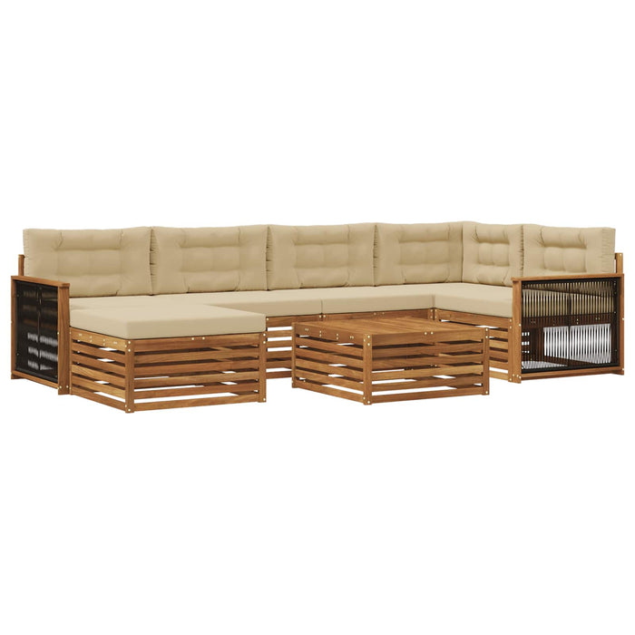 Set de canapele de exterior cu pernă 7 pcs Natural și Bej WALTI
