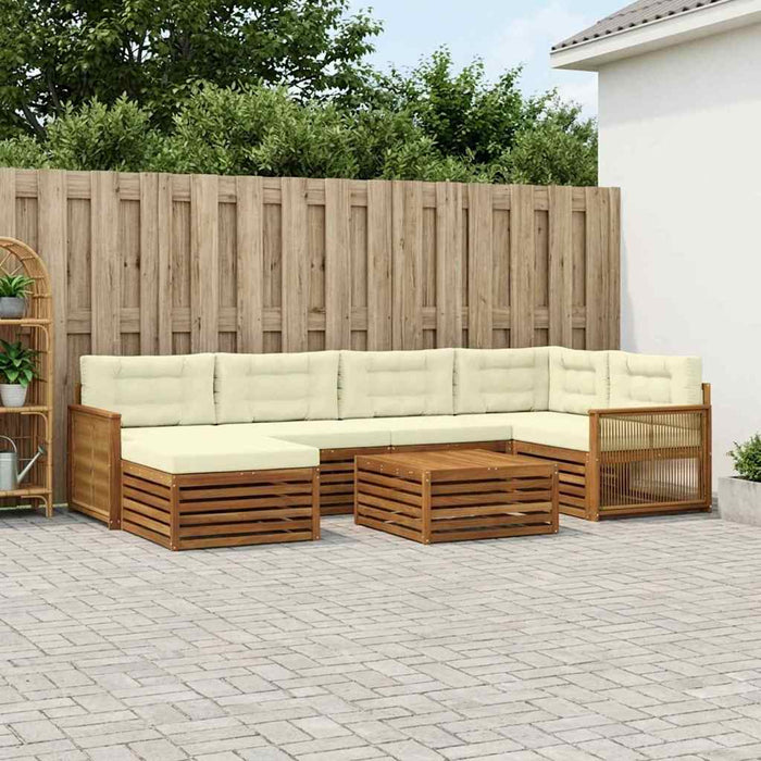 Set de canapele de exterior cu pernă 7 pcs Natural și Crem - WALTI WALTI