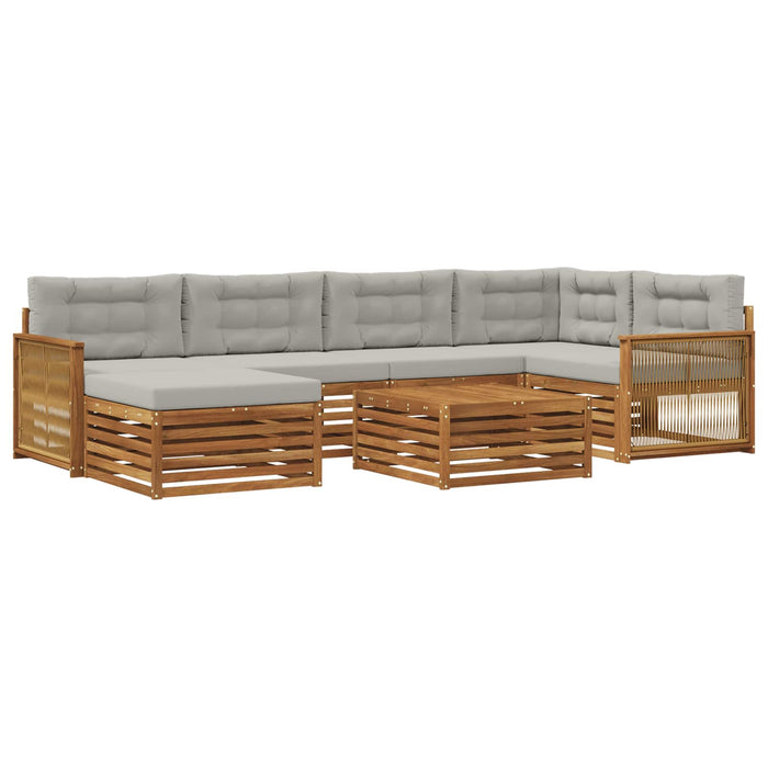 Set de canapele de exterior 7 pcs Natural și gri deschis WALTI