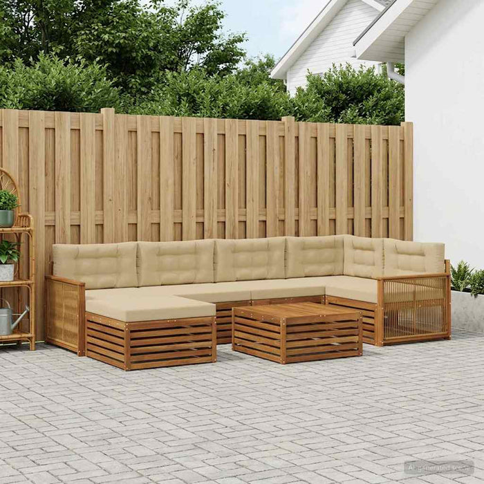 Set de canapele de exterior cu pernă 7 pcs Natural și Bej WALTI