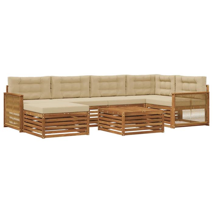 Set de canapele de exterior cu pernă 7 pcs Natural și Bej WALTI