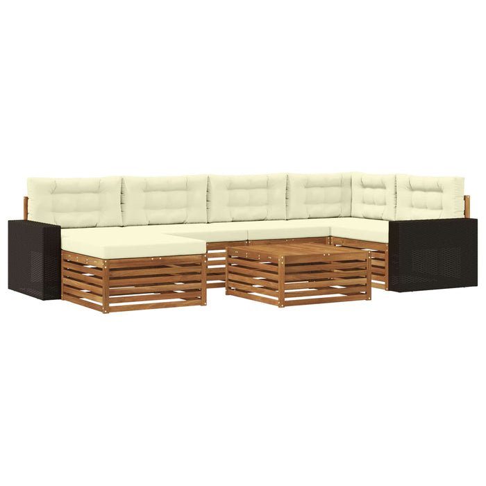 Set de canapele de exterior cu pernă 7 pcs Natural și Crem WALTI