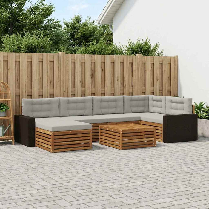 Set de canapele de exterior 7 pcs Natural și gri deschis WALTI