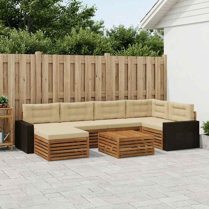 Set de canapele de exterior cu pernă 7 pcs Natural și Bej WALTI