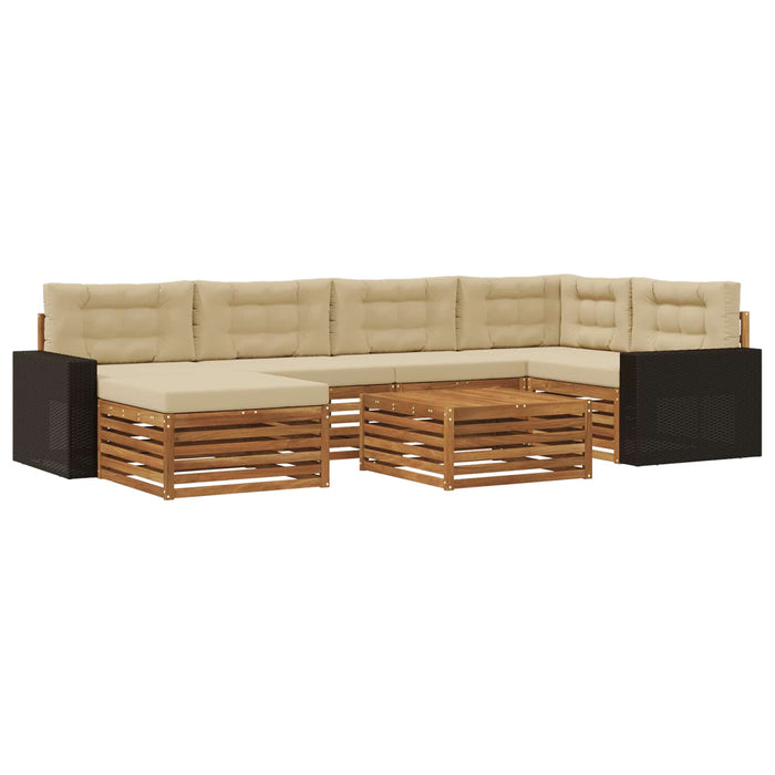 Set de canapele de exterior cu pernă 7 pcs Natural și Bej WALTI