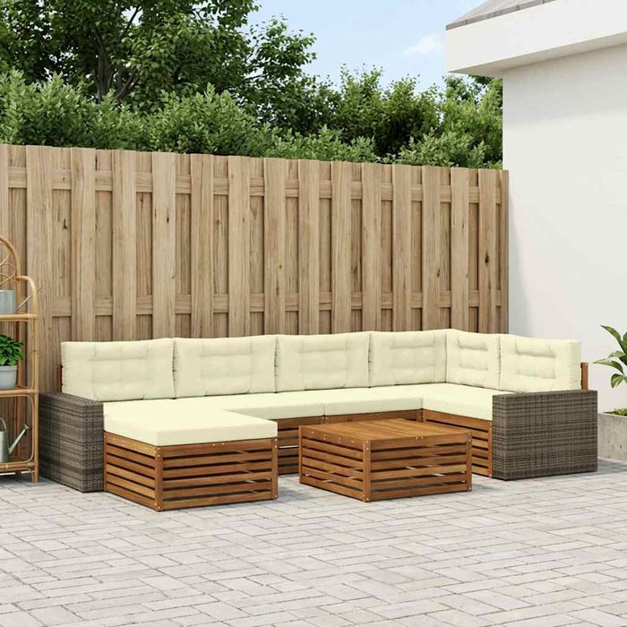 Set de canapele de exterior cu pernă 7 pcs Natural și Crem WALTI